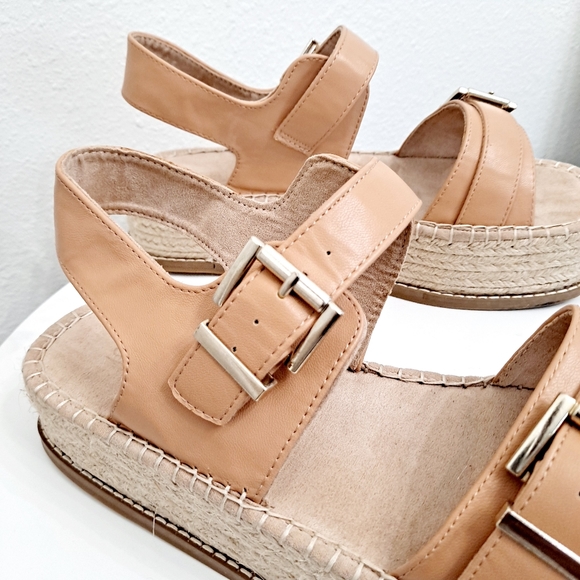 ASOS chunky platform flatform slingback faux leather tan summer sandals. - Picture 11 of 15